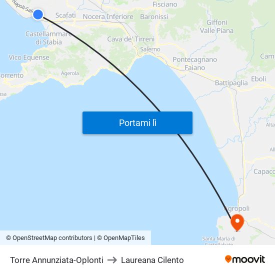 Torre Annunziata-Oplonti to Laureana Cilento map