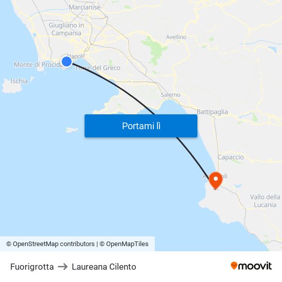 Fuorigrotta to Laureana Cilento map