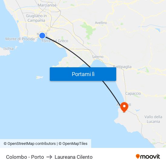 Colombo - Porto to Laureana Cilento map