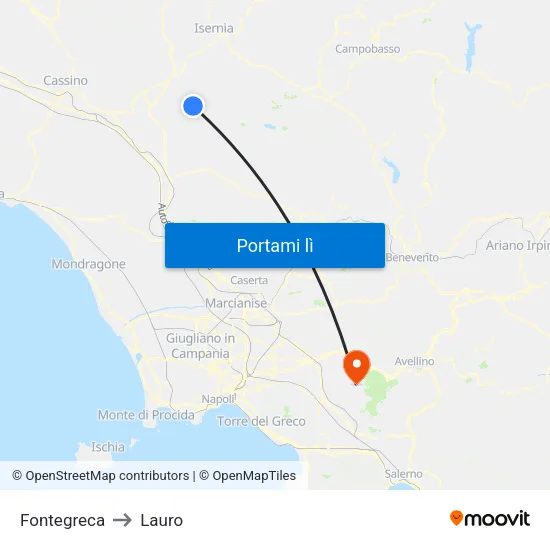 Fontegreca to Lauro map