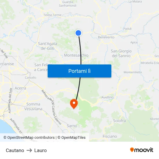 Cautano to Lauro map
