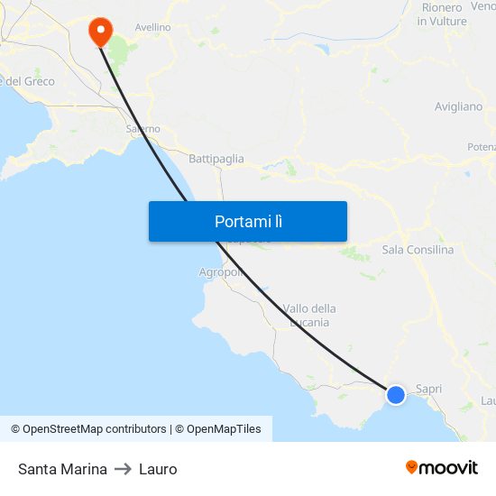 Santa Marina to Lauro map