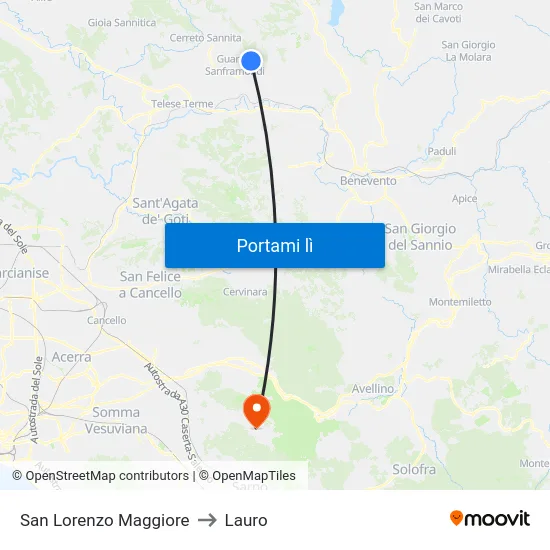 San Lorenzo Maggiore to Lauro map