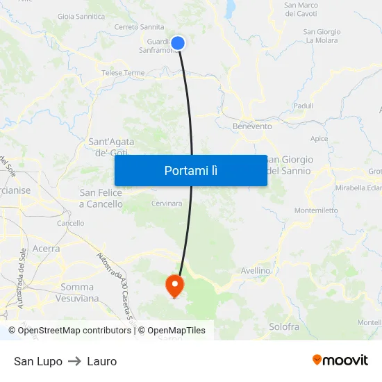 San Lupo to Lauro map