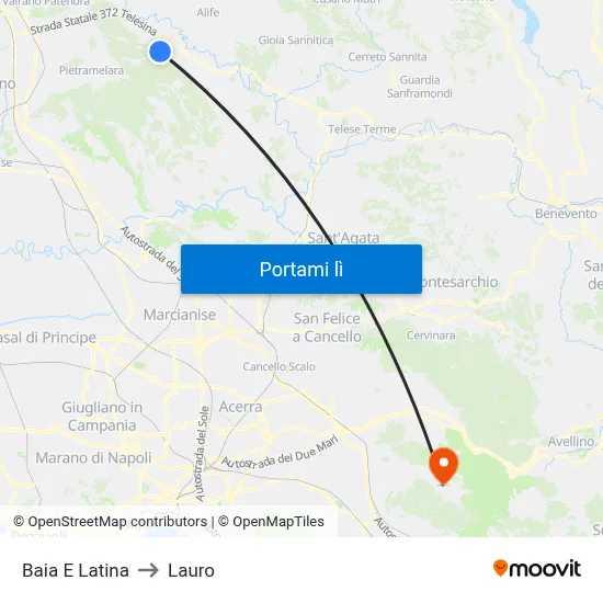 Baia E Latina to Lauro map