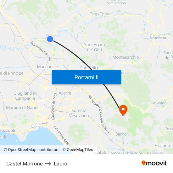 Castel Morrone to Lauro map