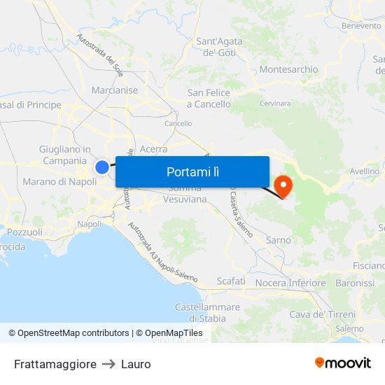 Frattamaggiore to Lauro map