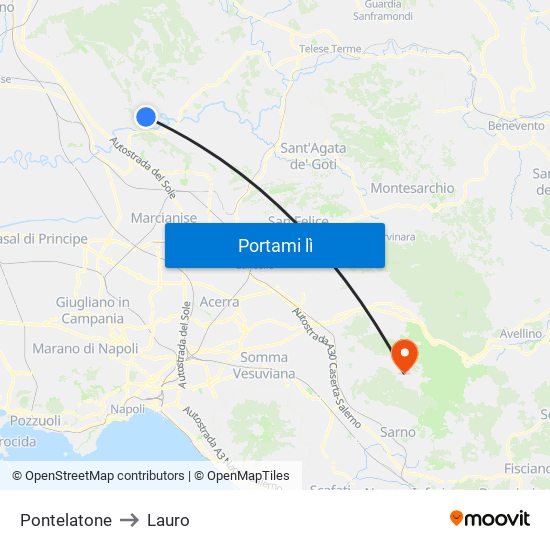 Pontelatone to Lauro map