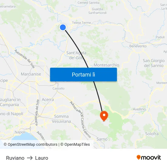 Ruviano to Lauro map