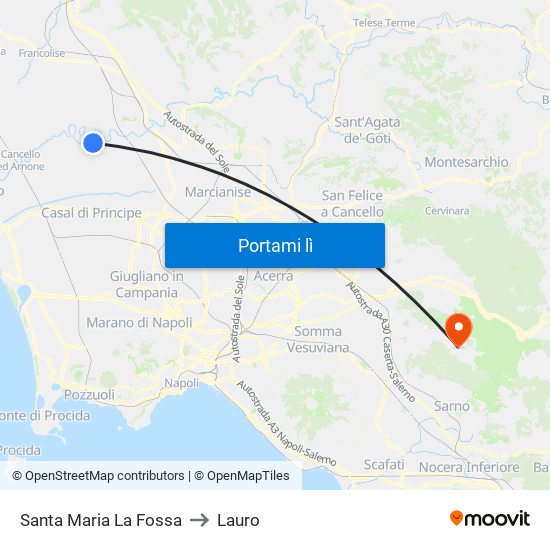 Santa Maria La Fossa to Lauro map