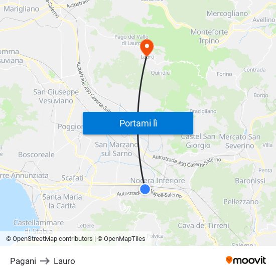 Pagani to Lauro map