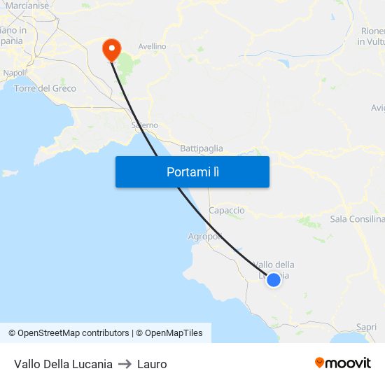 Vallo Della Lucania to Lauro map