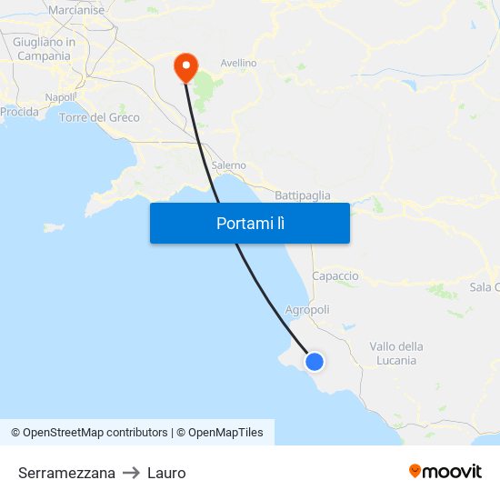 Serramezzana to Lauro map