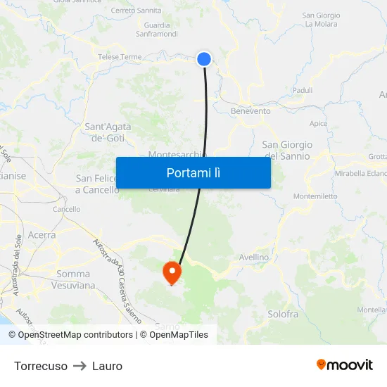 Torrecuso to Lauro map