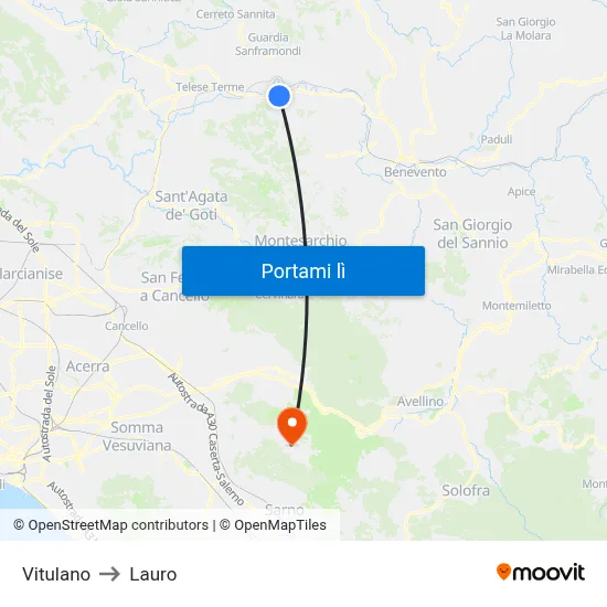 Vitulano to Lauro map