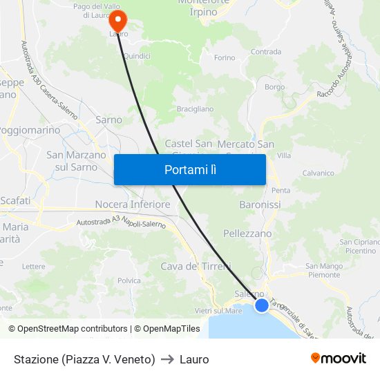 Stazione (Piazza V. Veneto) to Lauro map