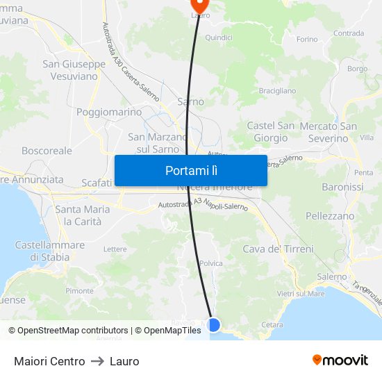 Maiori Centro to Lauro map
