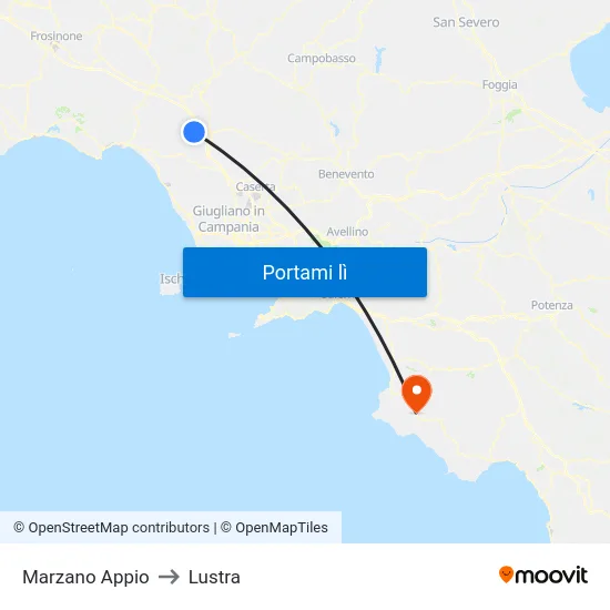 Marzano Appio to Lustra map