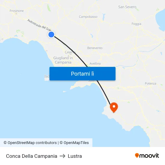 Conca Della Campania to Lustra map