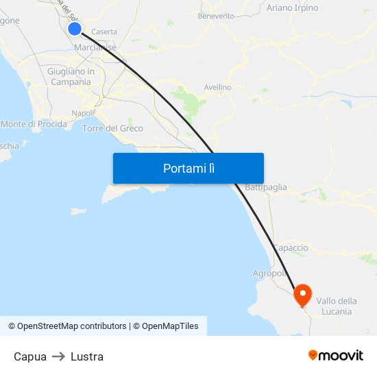Capua to Lustra map