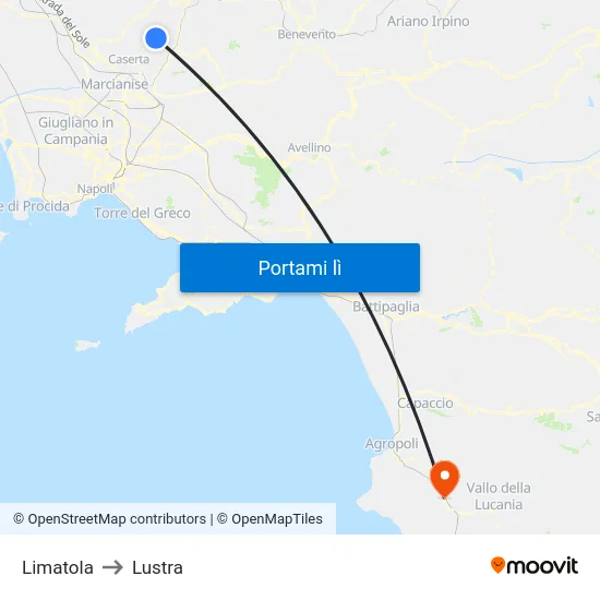 Limatola to Lustra map