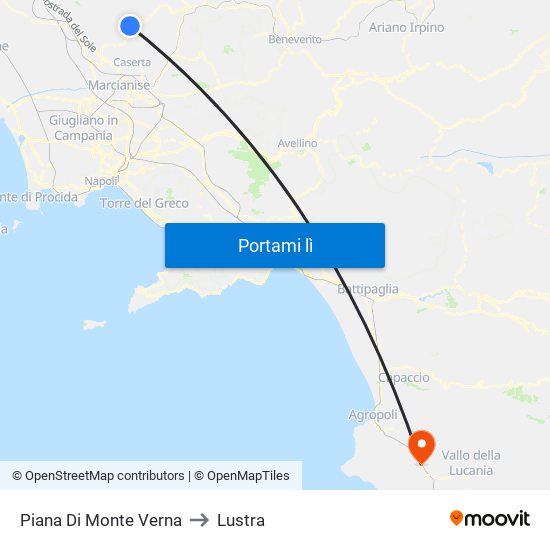 Piana Di Monte Verna to Lustra map