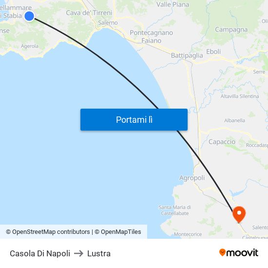 Casola Di Napoli to Lustra map