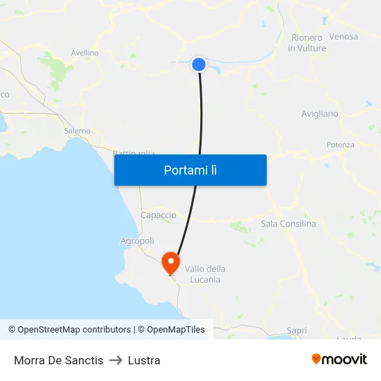 Morra De Sanctis to Lustra map