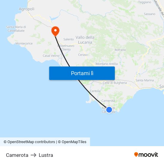 Camerota to Lustra map