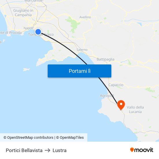Portici Bellavista to Lustra map