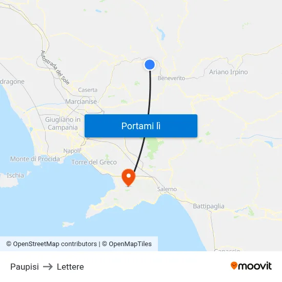 Paupisi to Lettere map