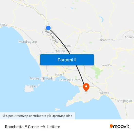 Rocchetta E Croce to Lettere map