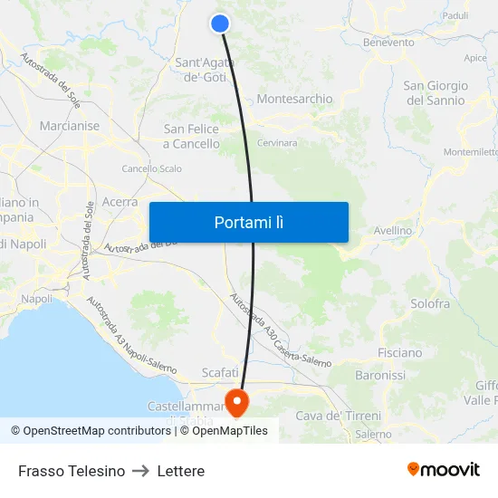 Frasso Telesino to Lettere map