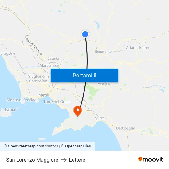 San Lorenzo Maggiore to Lettere map