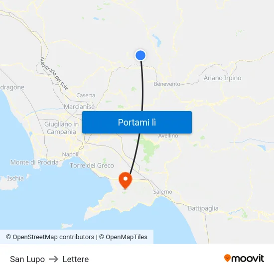 San Lupo to Lettere map