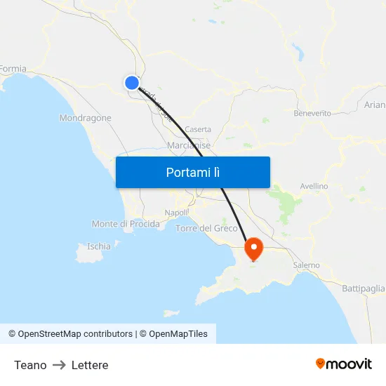 Teano to Lettere map