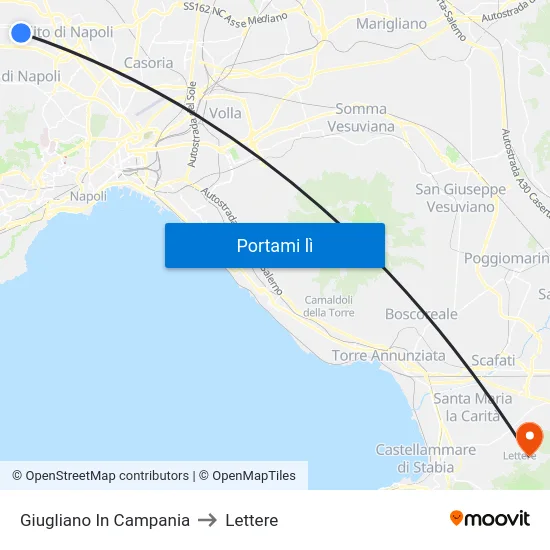 Giugliano In Campania to Lettere map