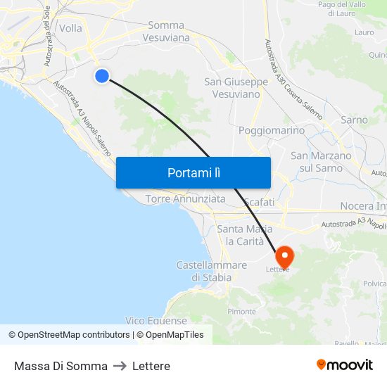 Massa Di Somma to Lettere map