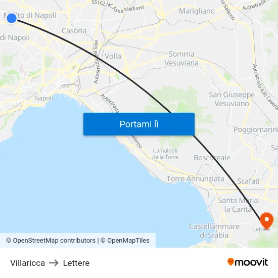Villaricca to Lettere map