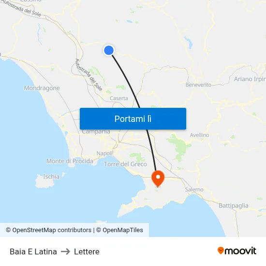 Baia E Latina to Lettere map