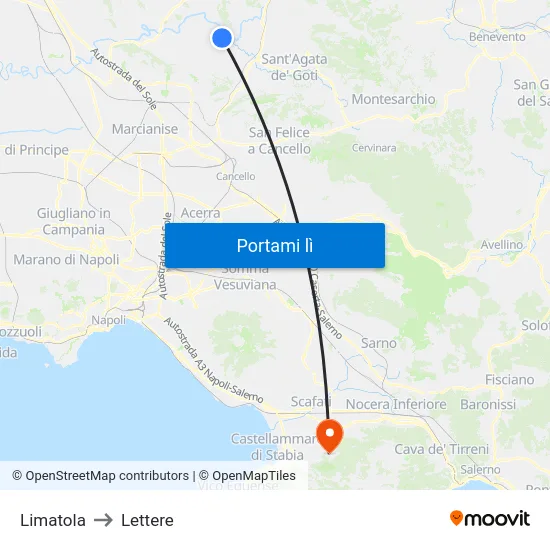 Limatola to Lettere map