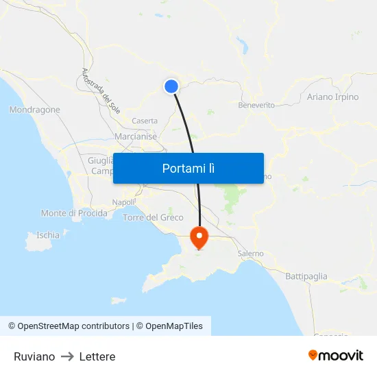 Ruviano to Lettere map