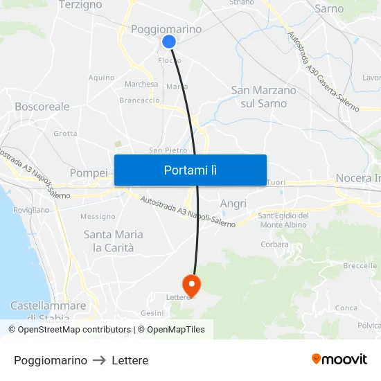 Poggiomarino to Lettere map