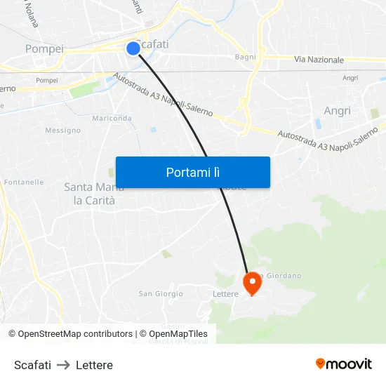 Scafati to Lettere map