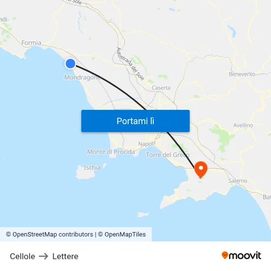 Cellole to Lettere map