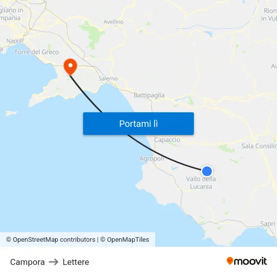 Campora to Lettere map