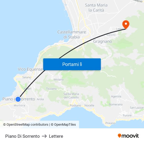 Piano Di Sorrento to Lettere map