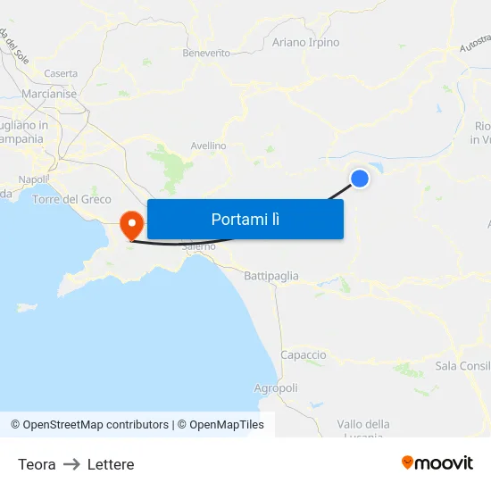 Teora to Lettere map