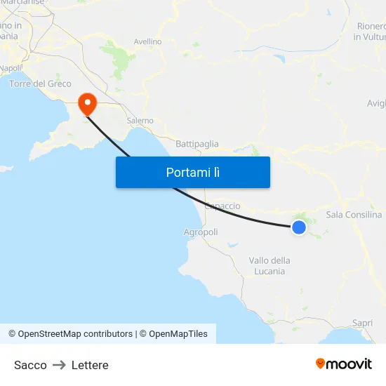 Sacco to Lettere map