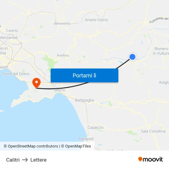 Calitri to Lettere map